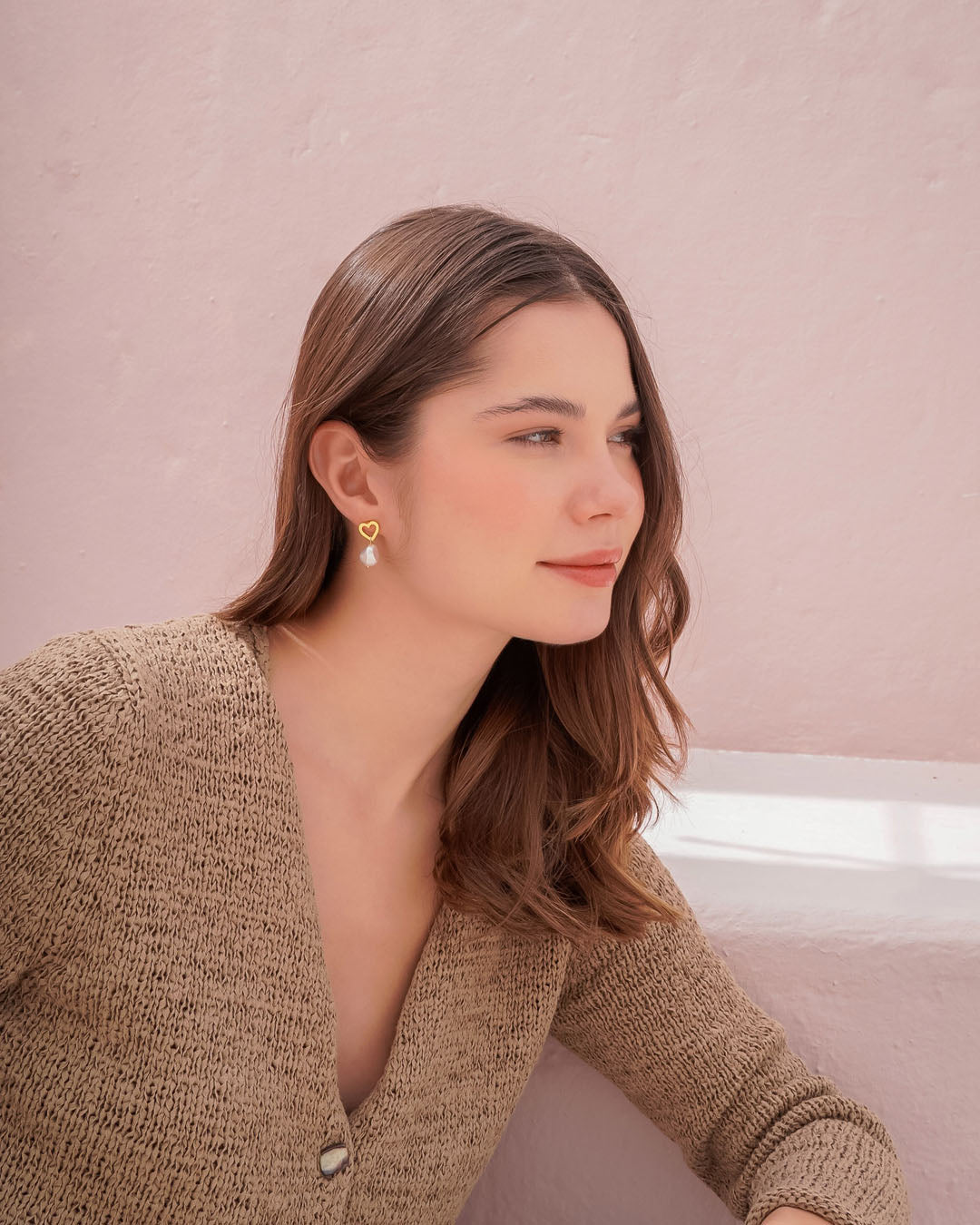 Aretes Corazón Perla