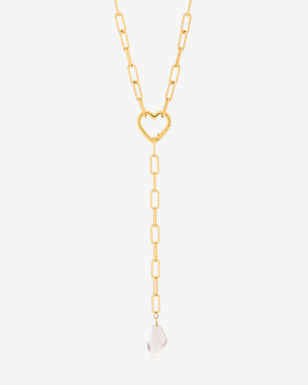 Collar Corbatín Corazón Perla + Aretes