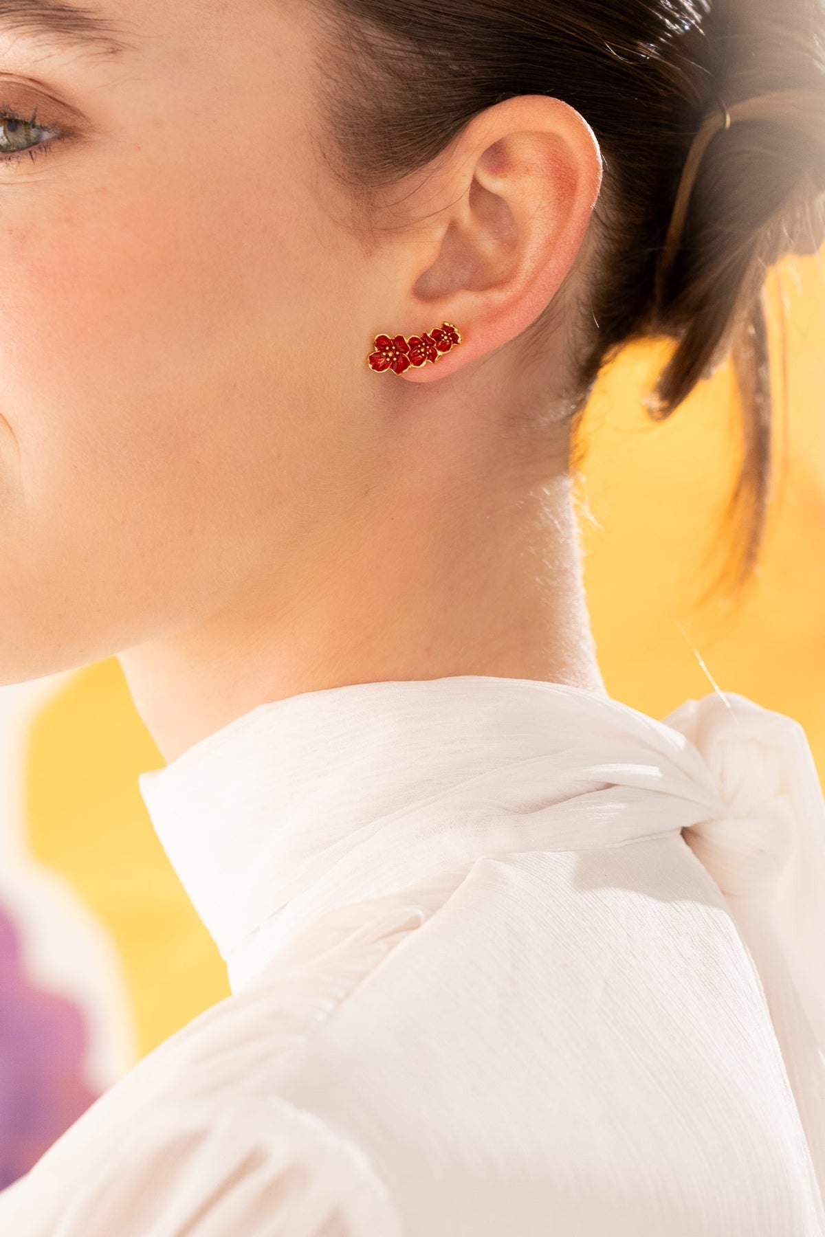 Aretes Multi Flores Rojo