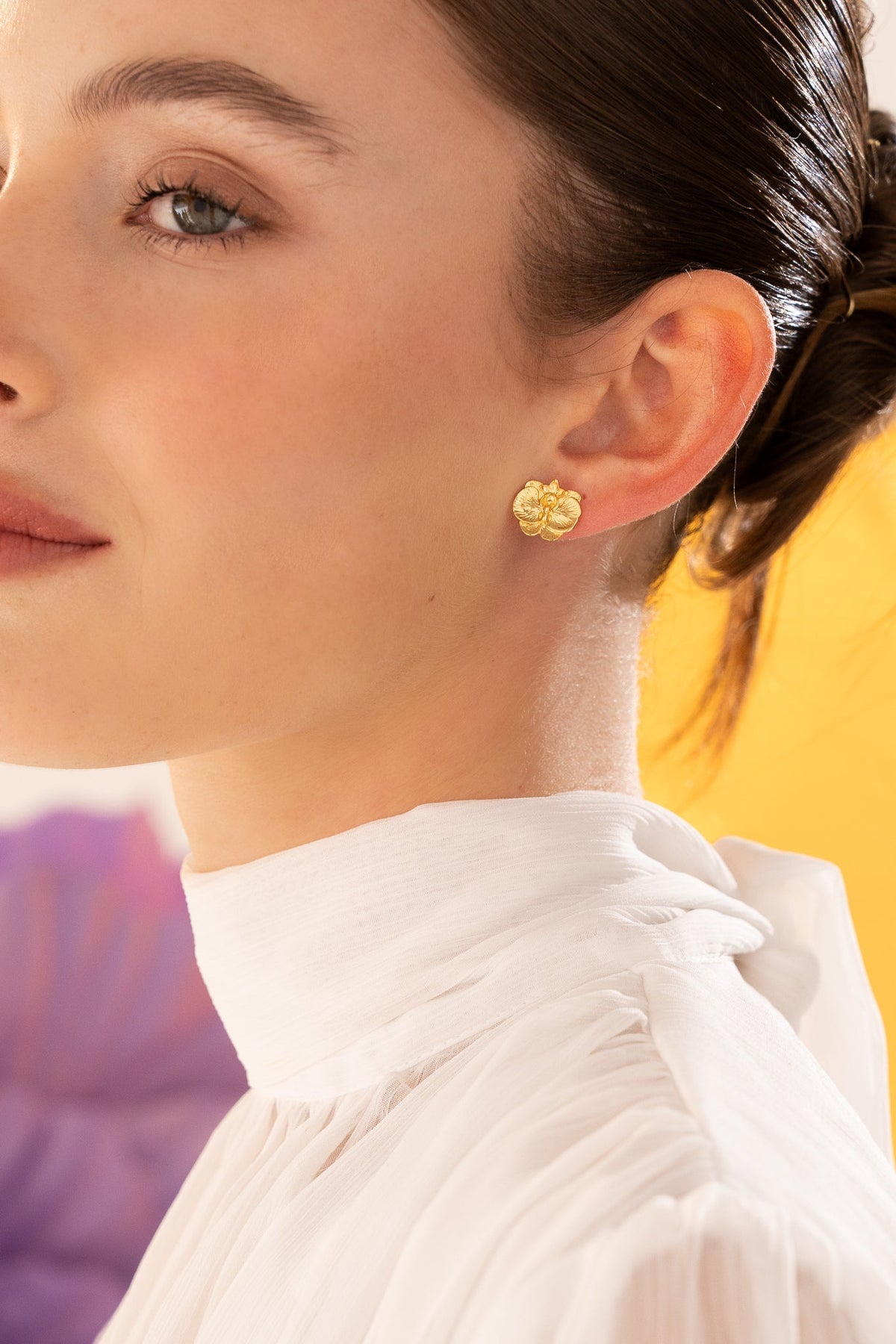 Aretes Orquídea Mini Oro
