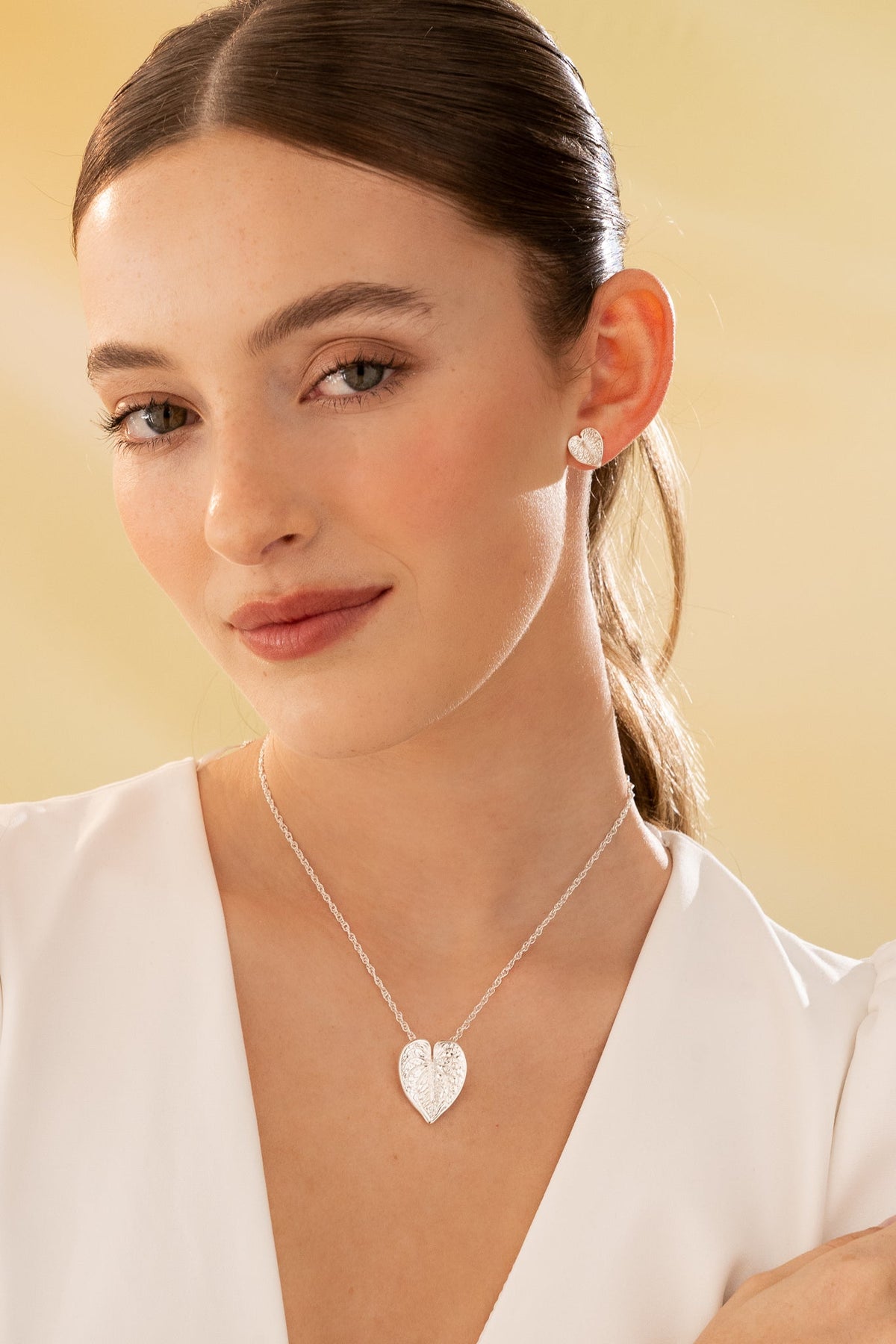 Set Collar Anturio Plata + Aretes