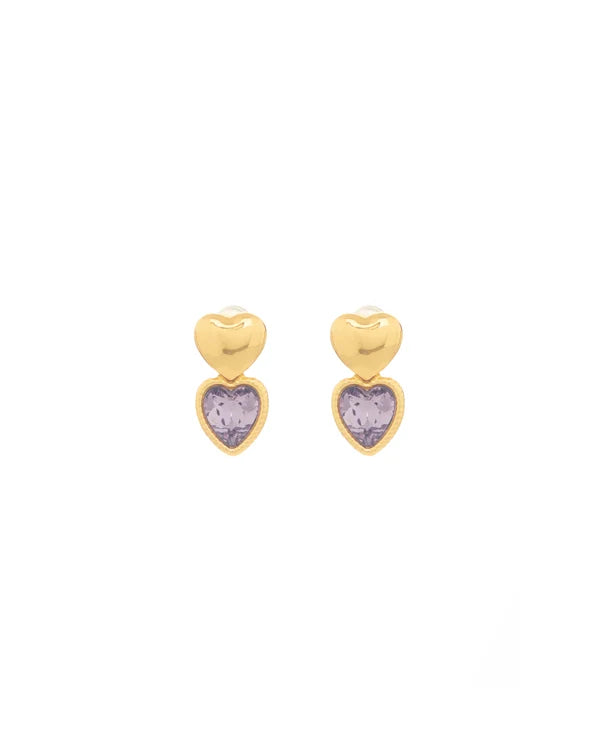 Aretes duo corazón cristal