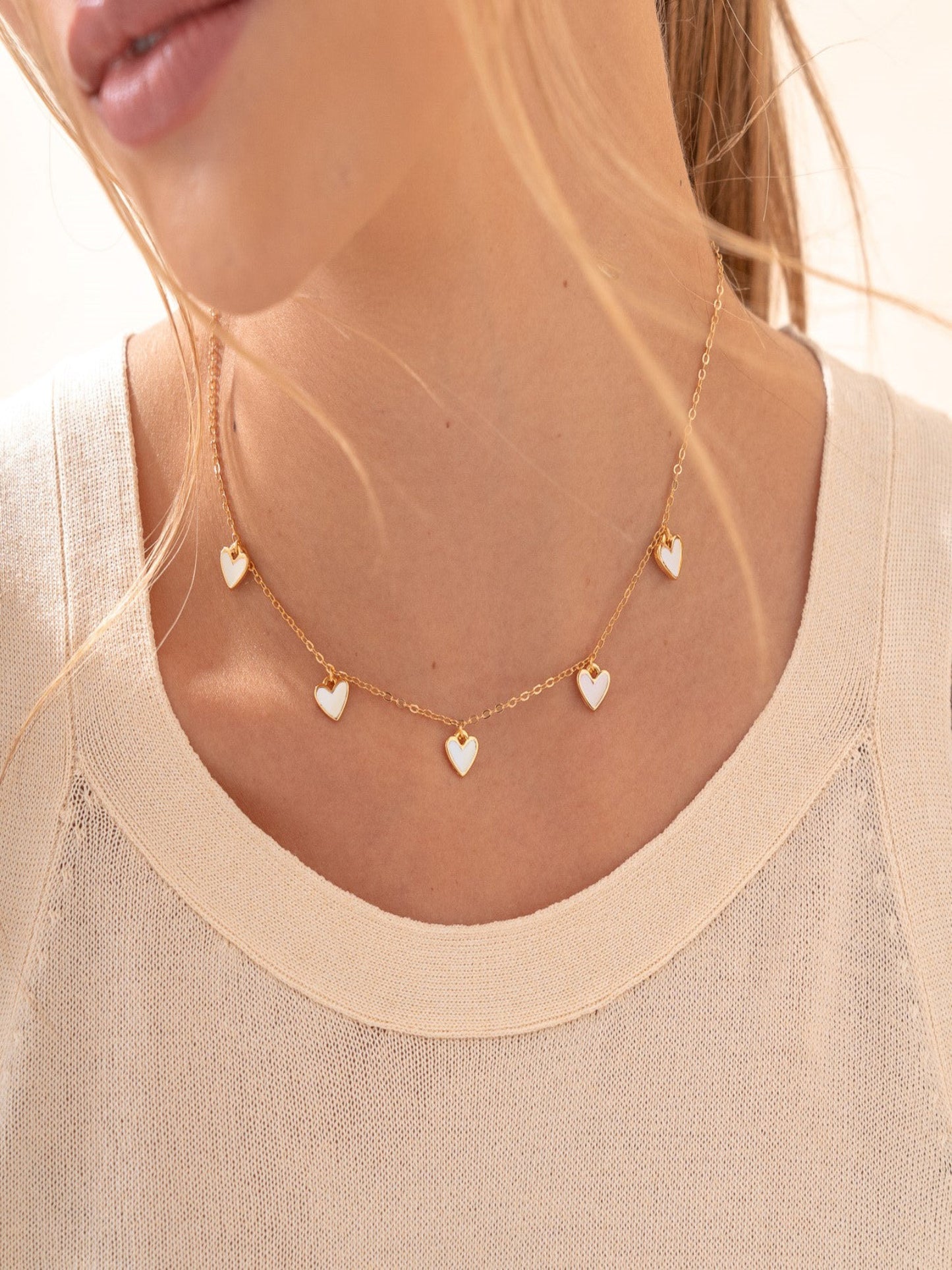 Cadena Multicorazones blanco