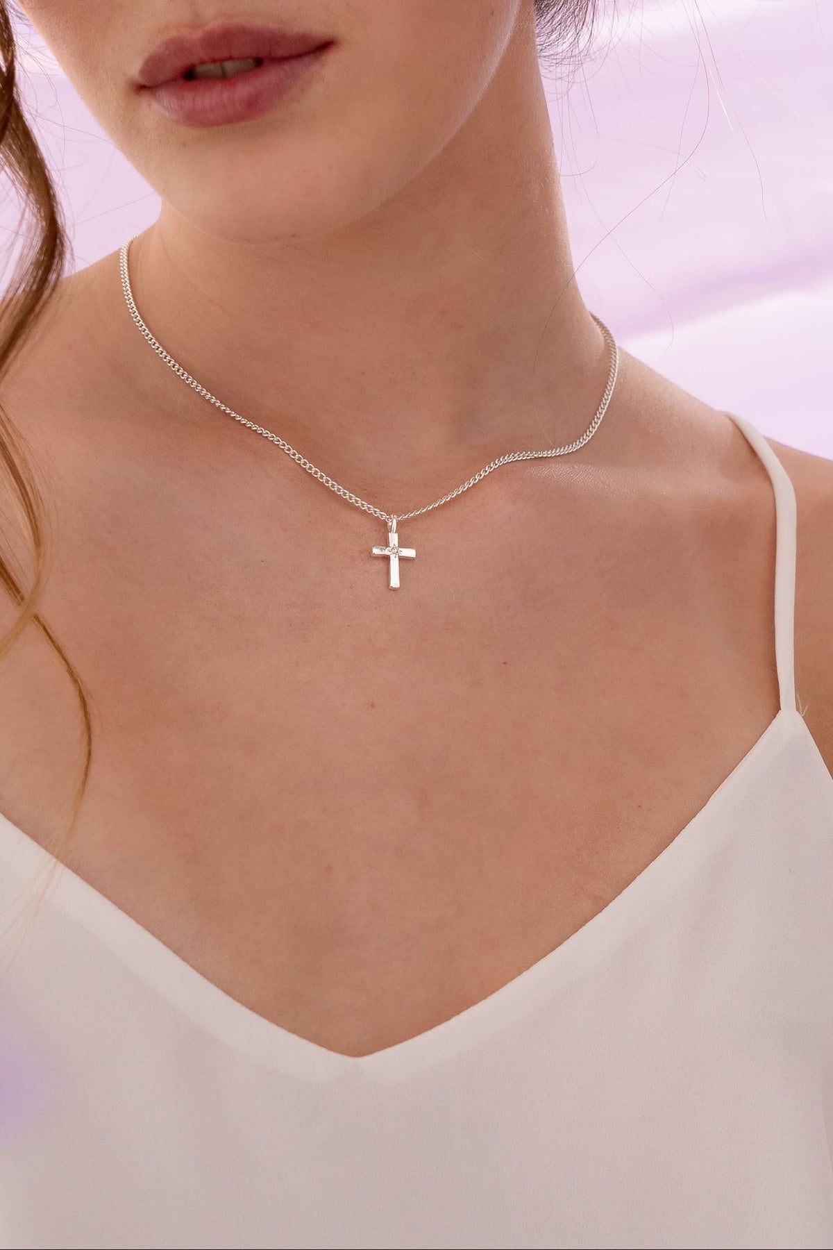 Set Collar Cruz + Aretes Plata