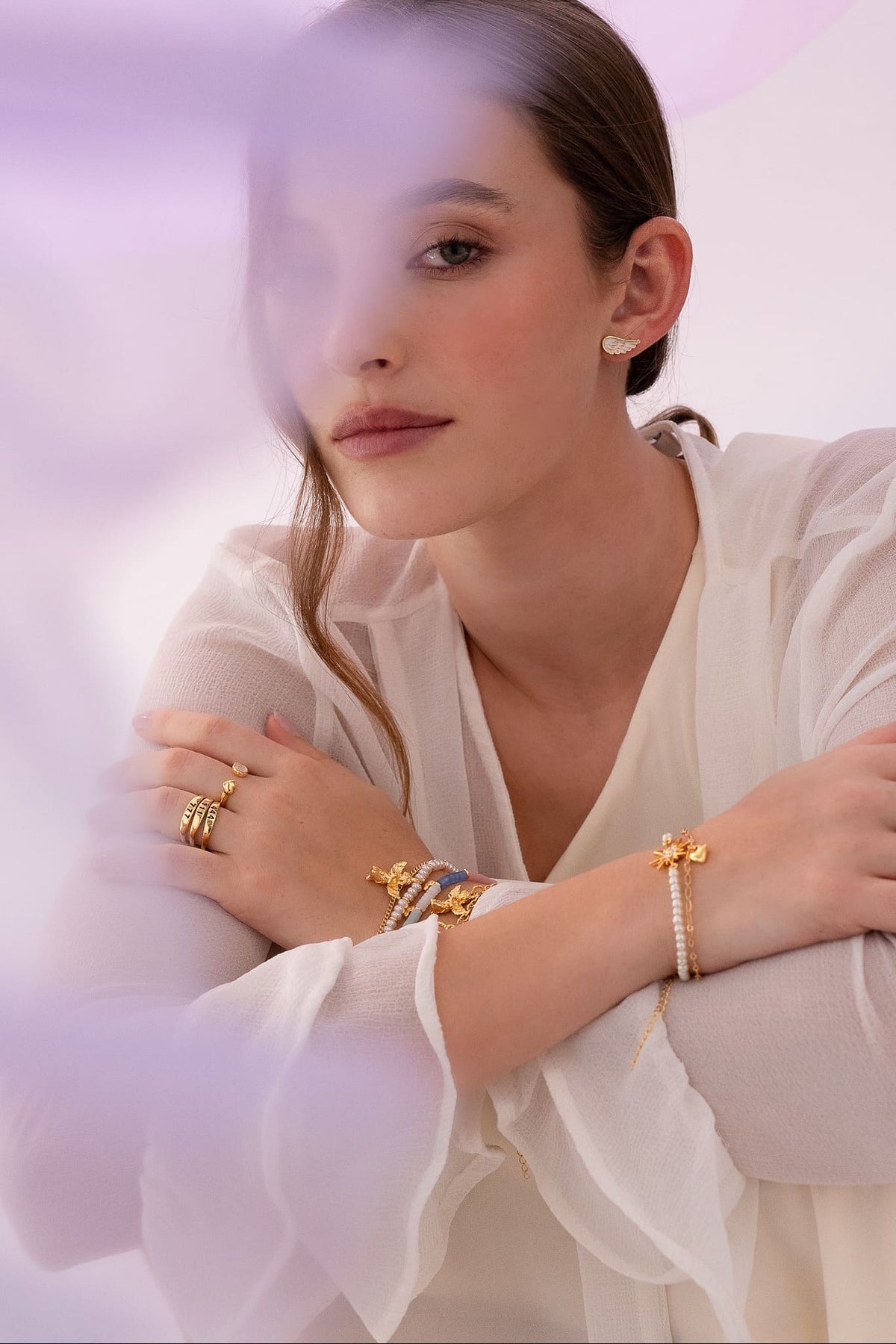 Set Pulsera Ángel 2 En 1 + Aretes
