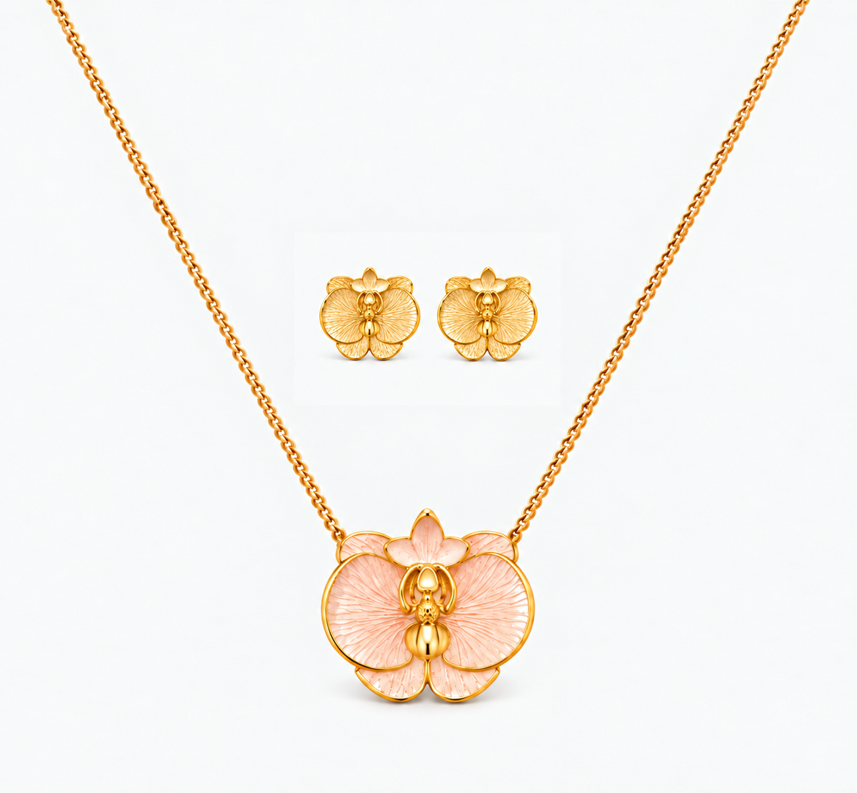 Set Collar Orquídea + Aretes Perlado