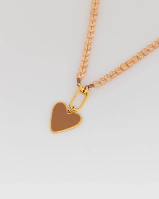 Collar piedra corazón café