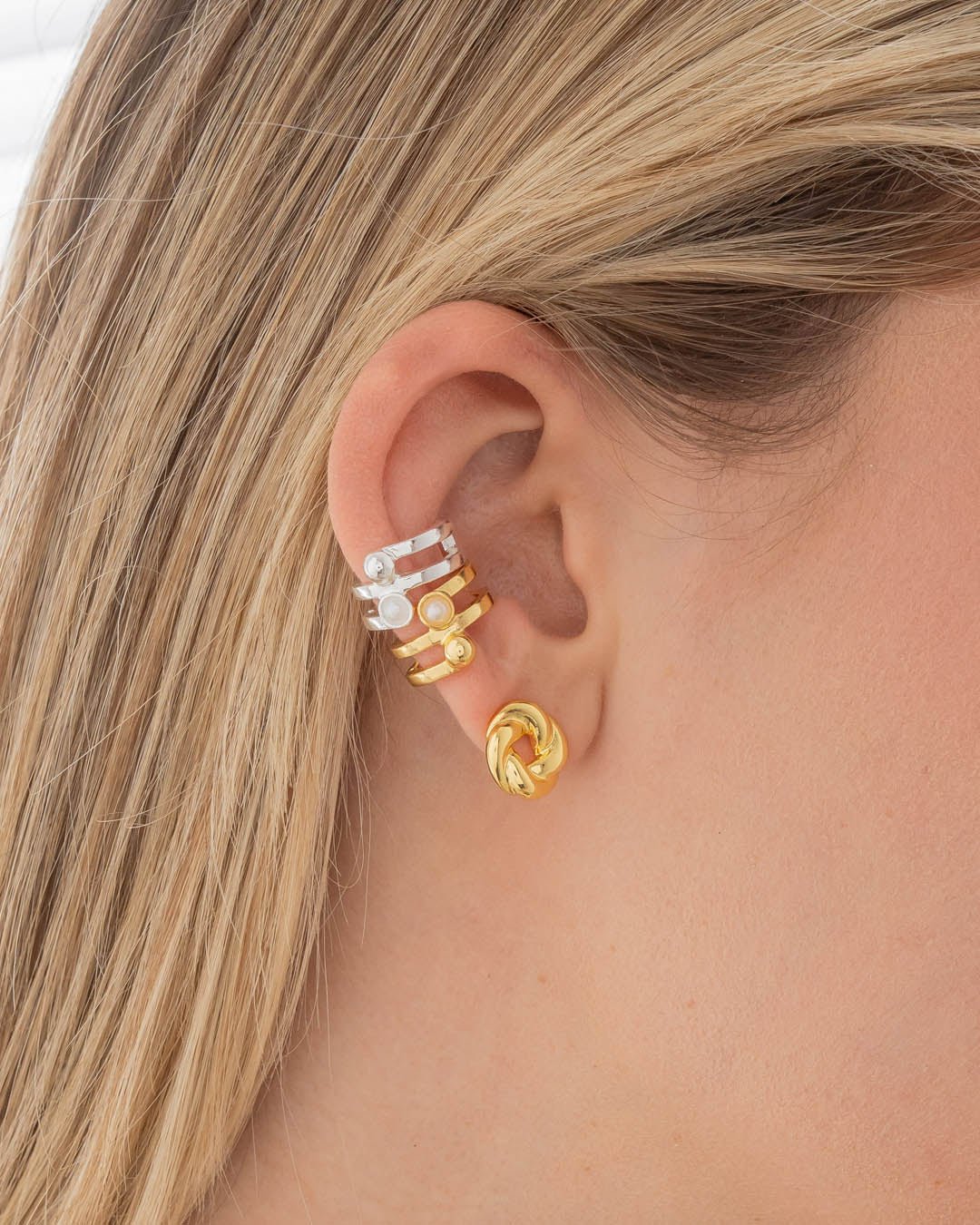 Earcuff Perla Plata
