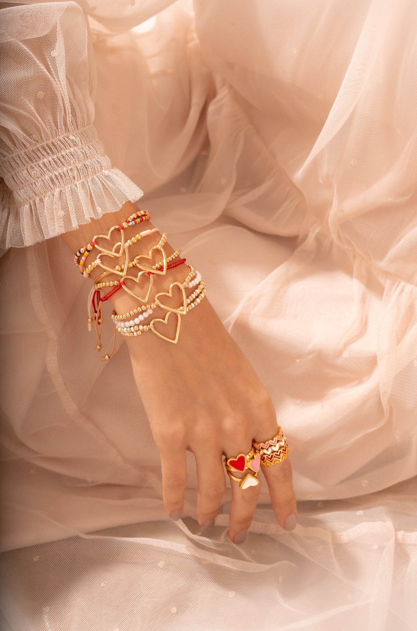 Set Pulseras x3 Heart gold