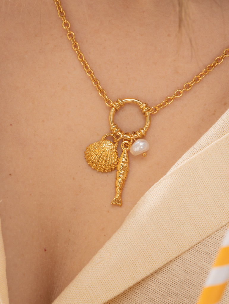 Collar Perla Concha + Aretes