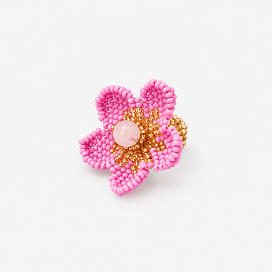 Anillo Flor Tejida Lila