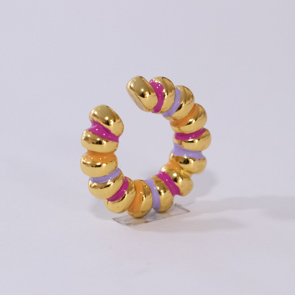 Earcuff Ondas Pintado gold/rosa