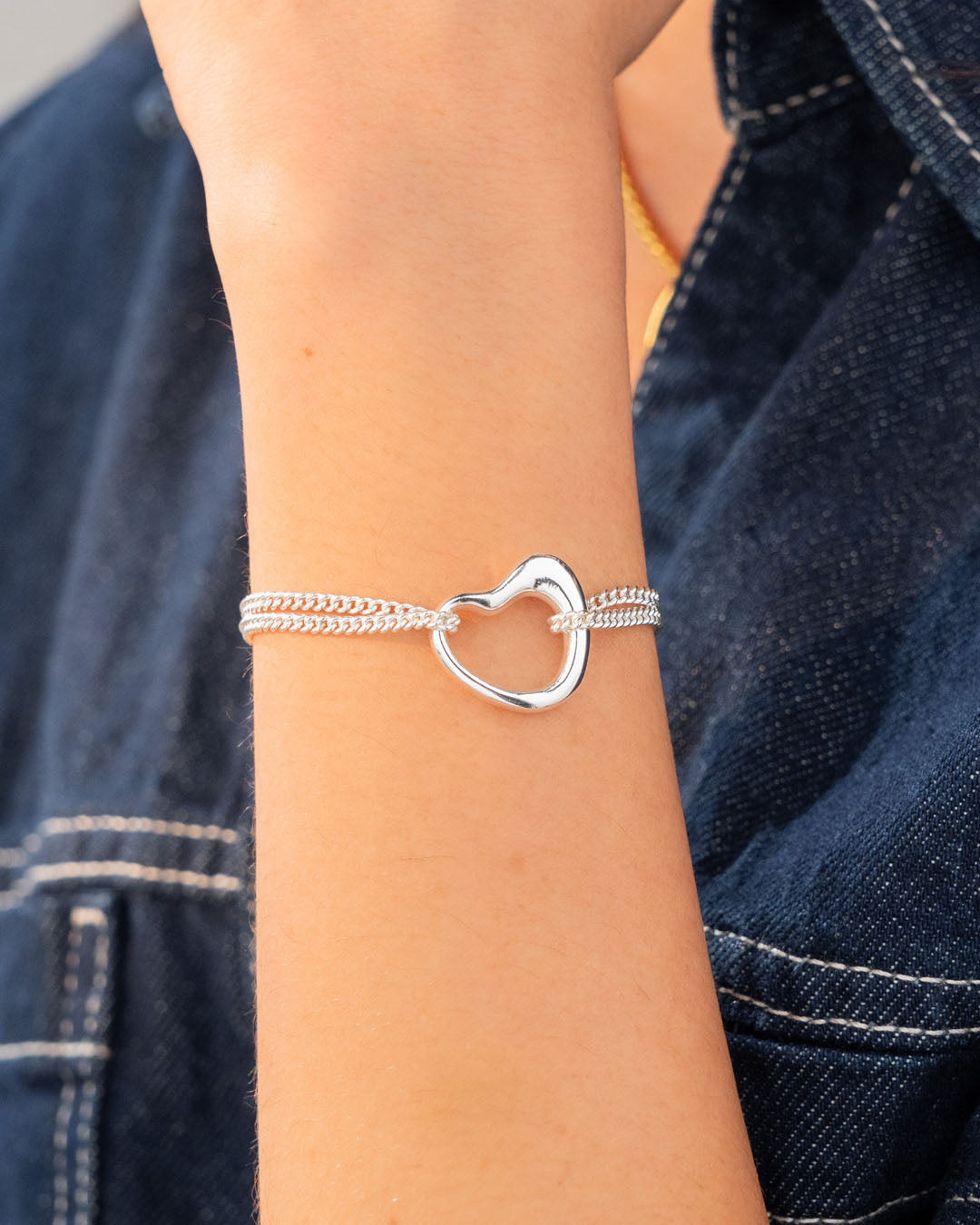 Pulsera + Aretes Corazón Amorfo Plata
