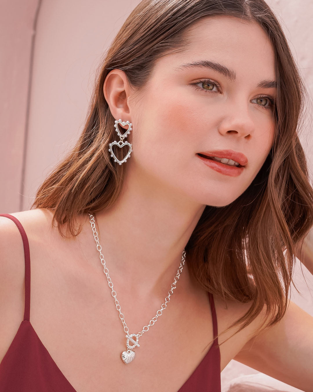 Aretes Corazón Perla