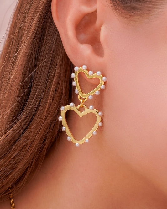 Aretes Corazón Perla