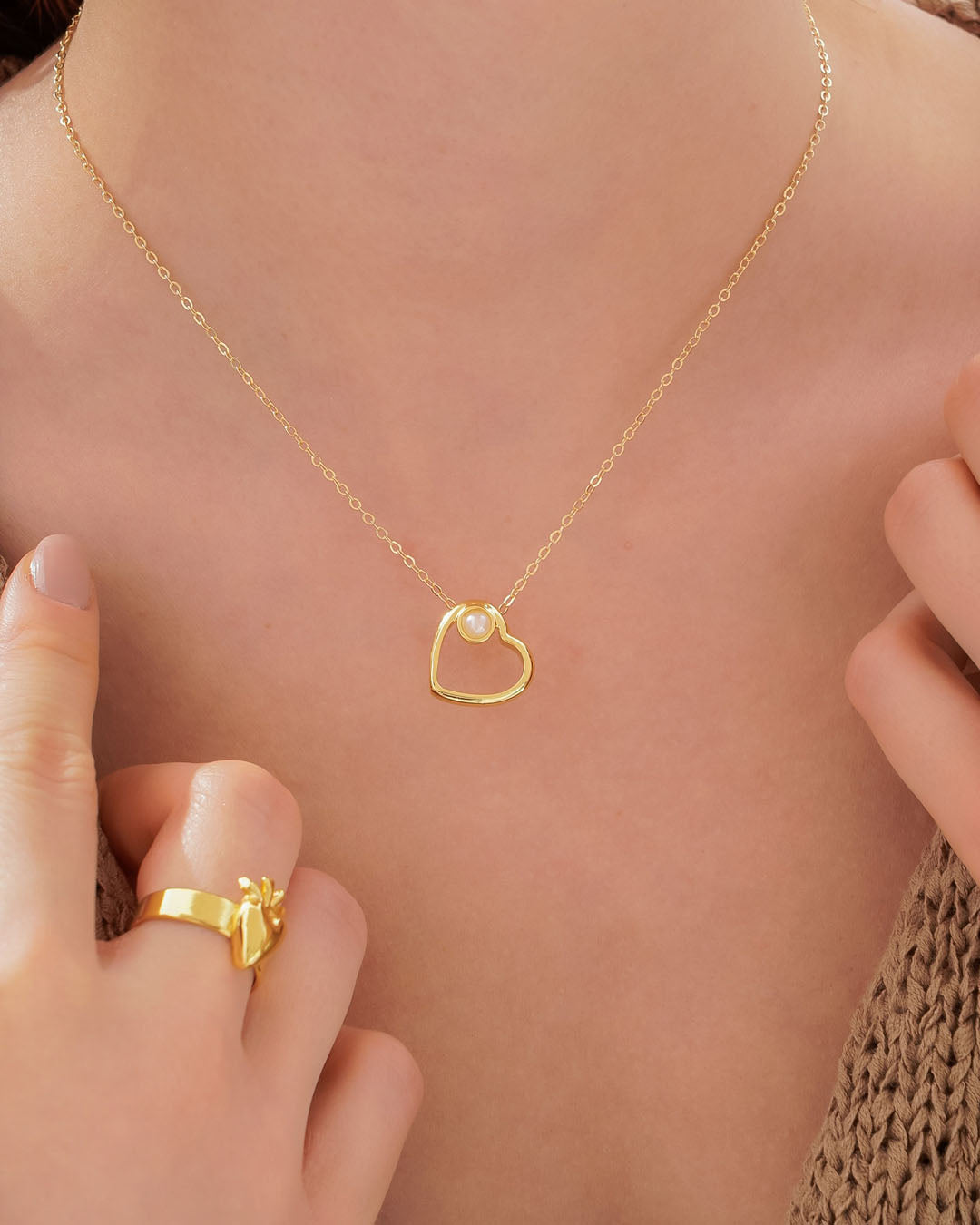 Collar Corazón Perla