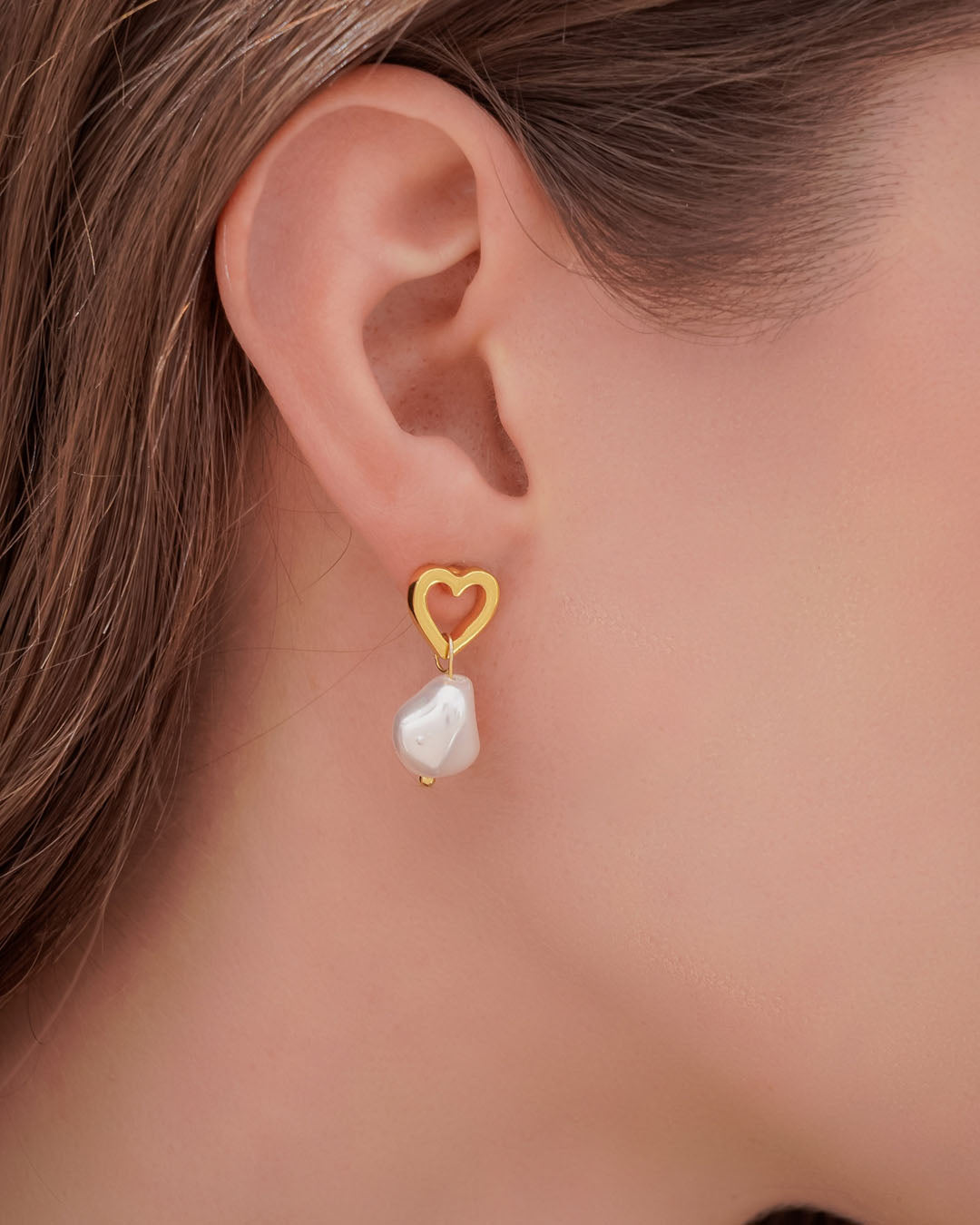 Aretes Corazón Perla