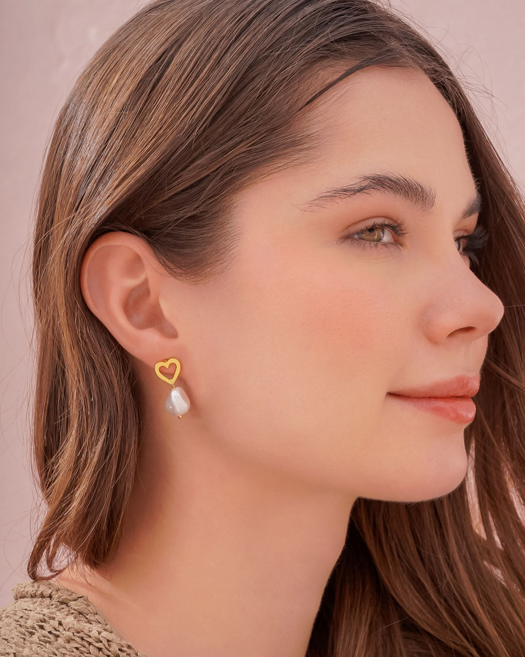 Aretes Corazón Perla