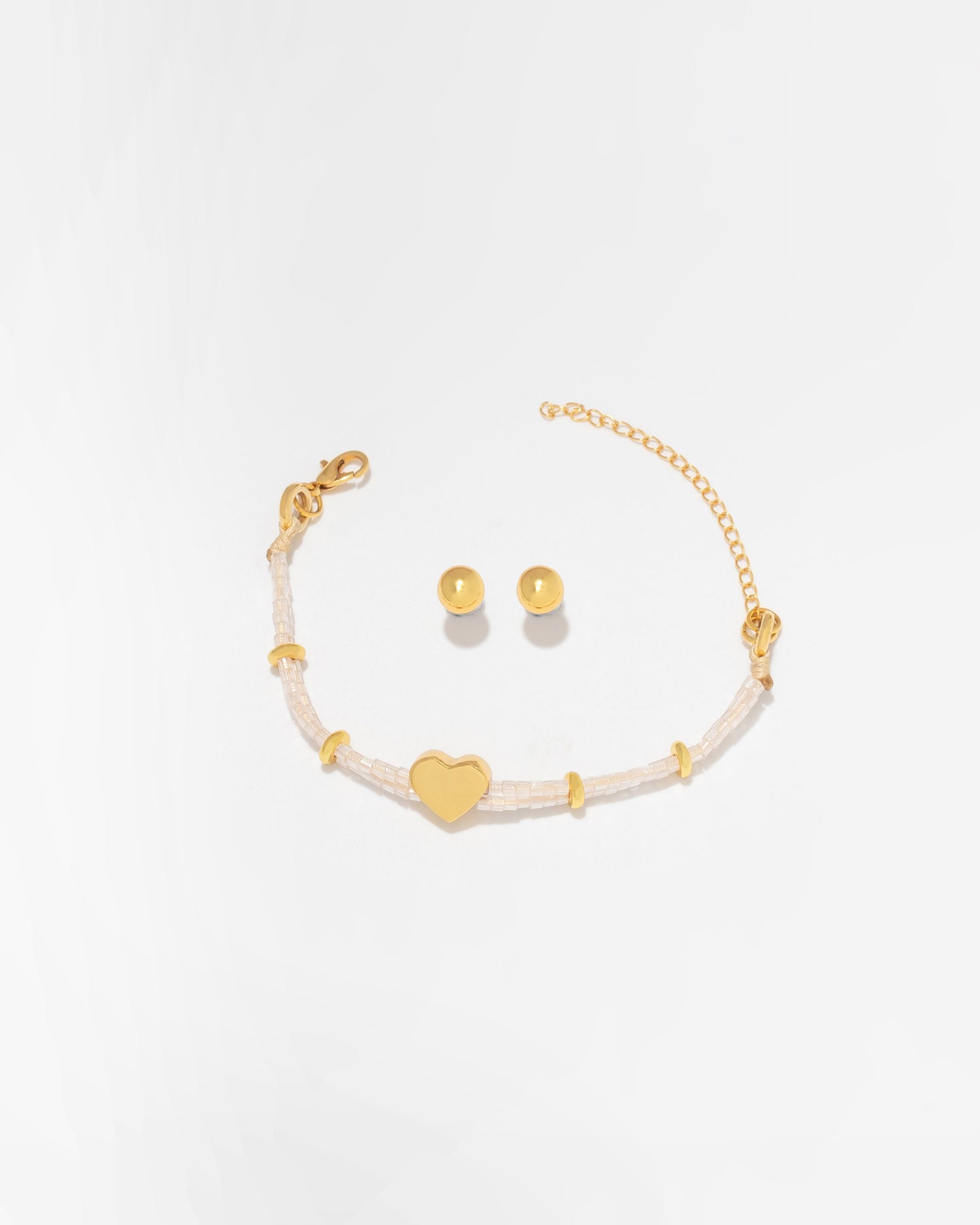 Pulsera Corazón Liso + Aretes
