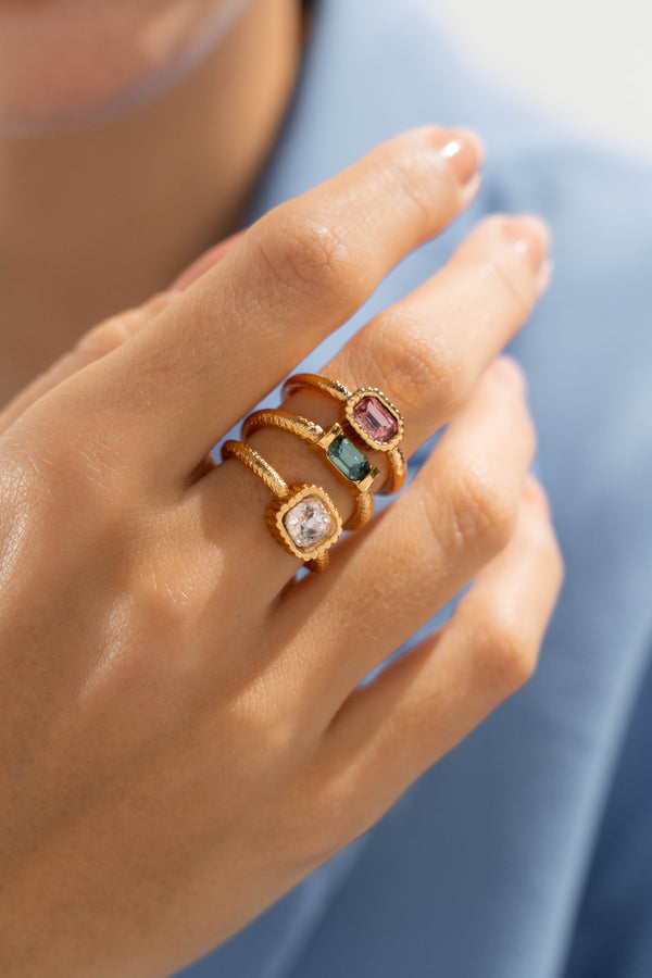 Set X3 Anillos Cristales