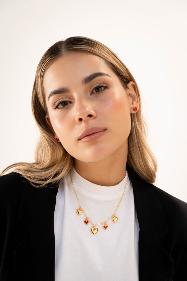 Collar Multicharms + Aretes Corazón
