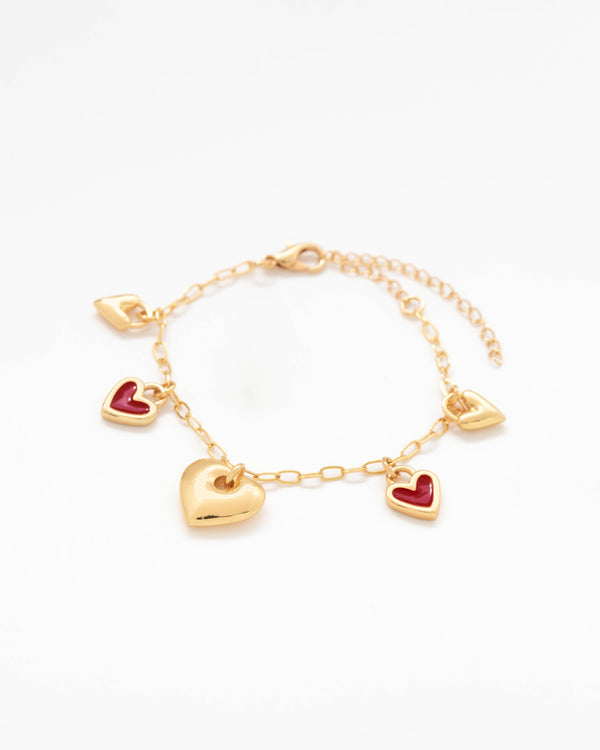 Pulsera Multicharms Corazones + Aretes