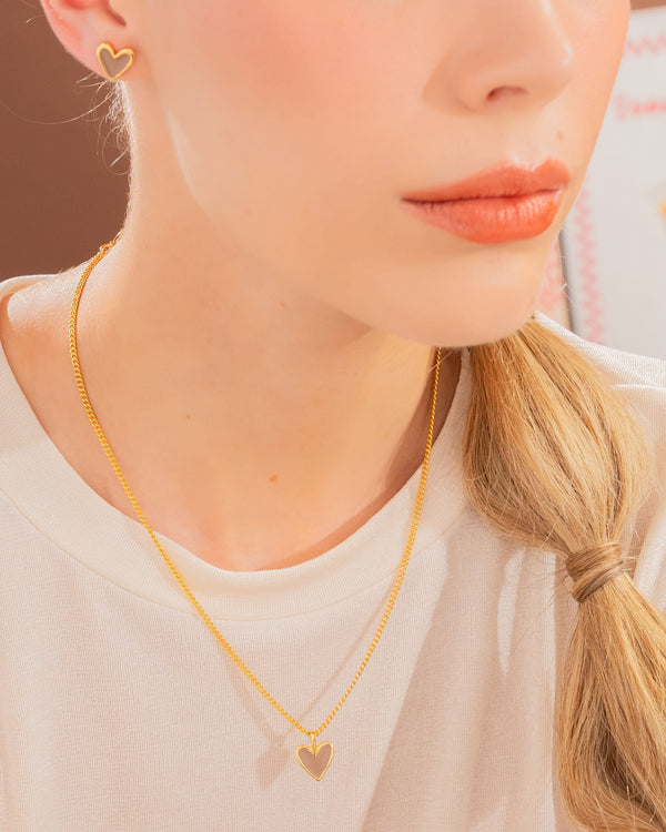 Set Cadena + Aretes Corazón