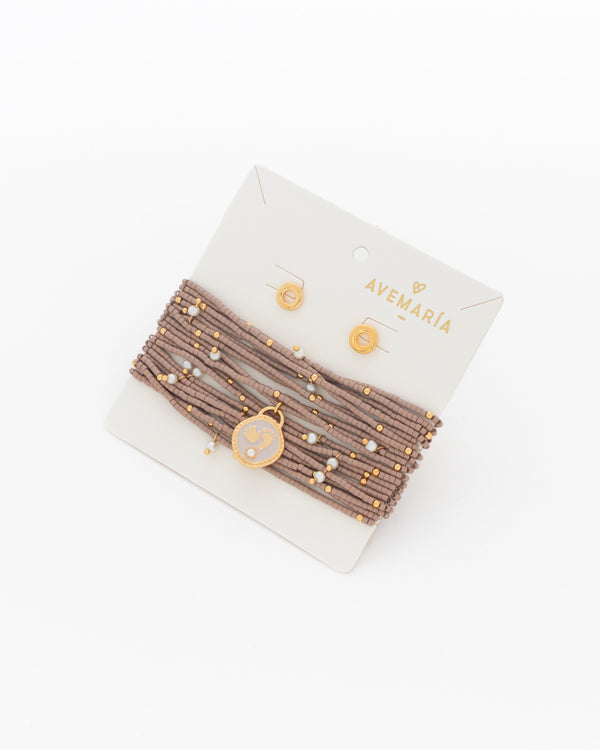 Set X2 Pulseras Perlas + Aretes