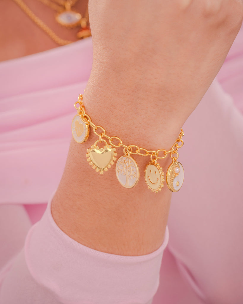 Pulsera Multicharms Deseos Del Corazón + Caja Especial