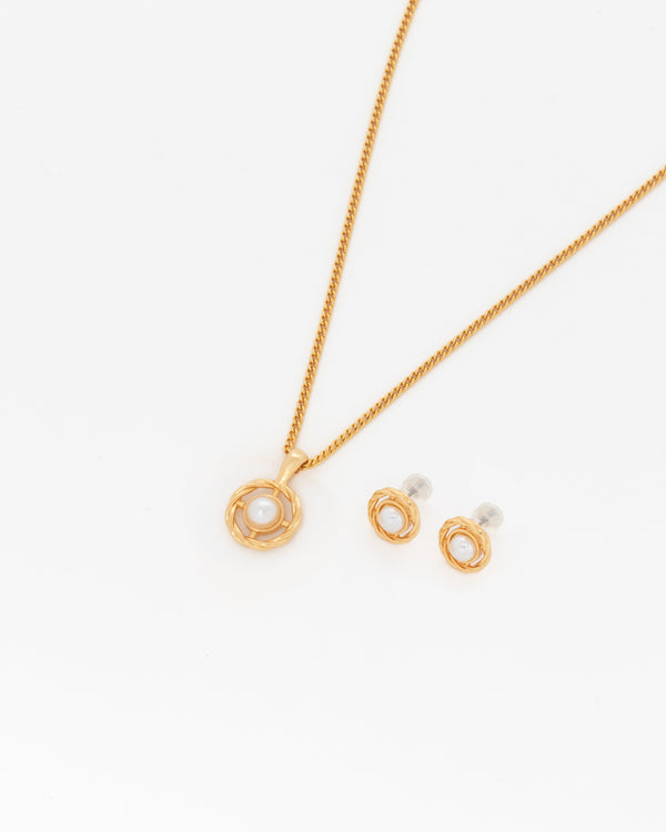 Set Collar + Aretes Lazo Perla