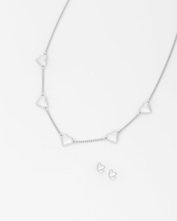 Collar Multicorazones + Aretes plata