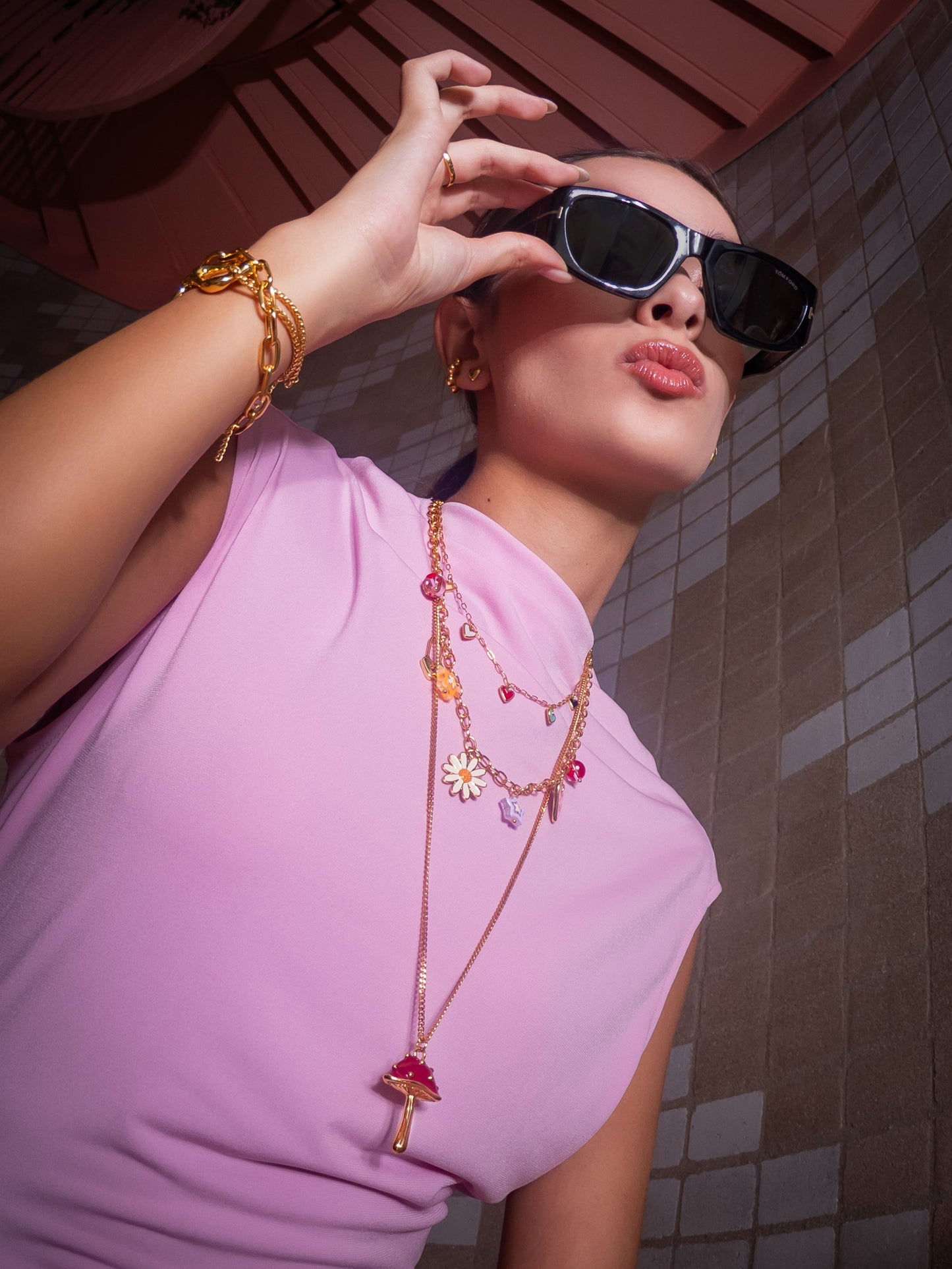Collar Multicharms Margarita + Aretes