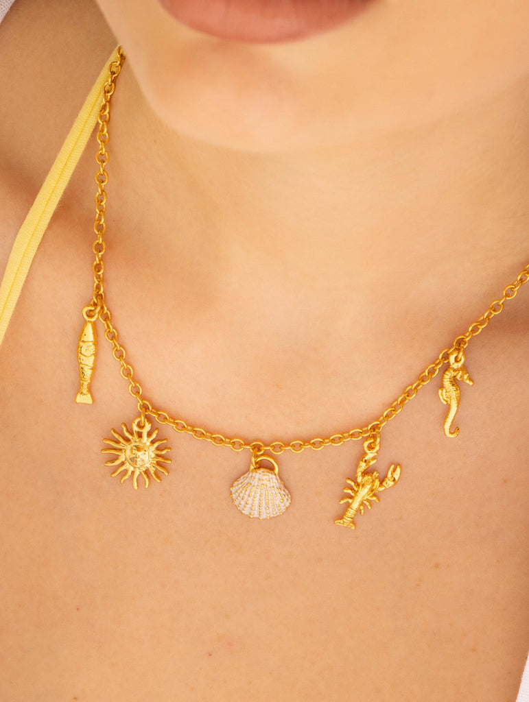 Collar Multicharms Verano + Aretes
