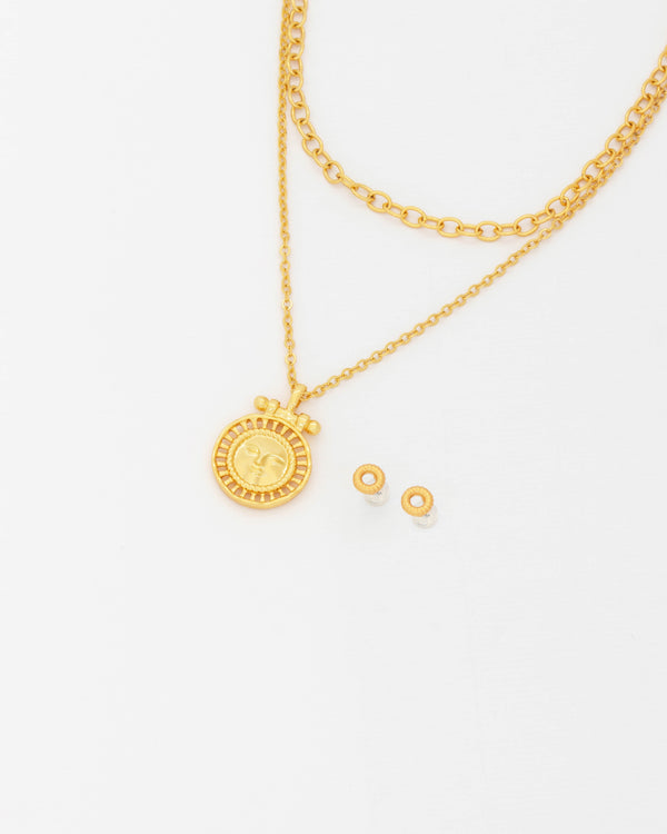 Set X2 Collares Cara Sol + Aretes