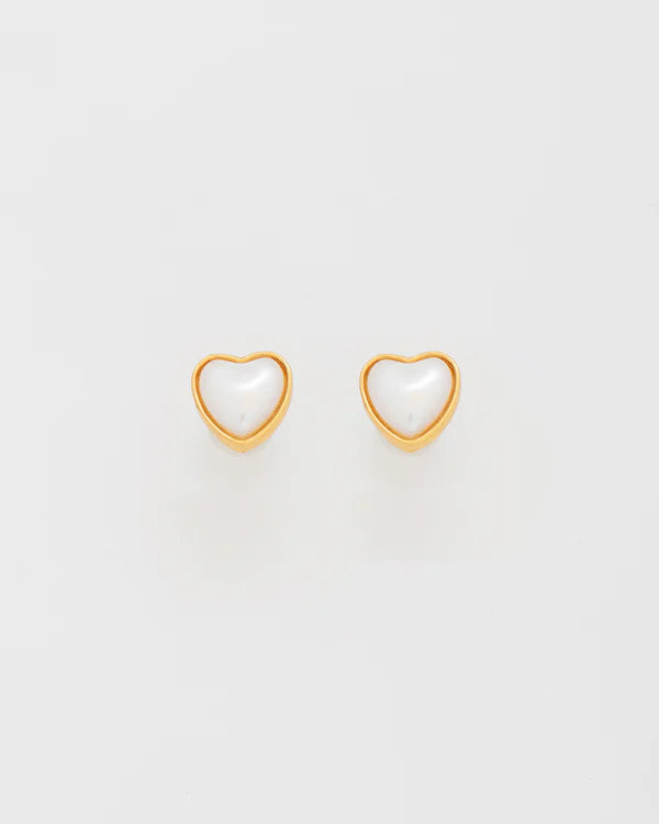 Aretes mini corazón perla