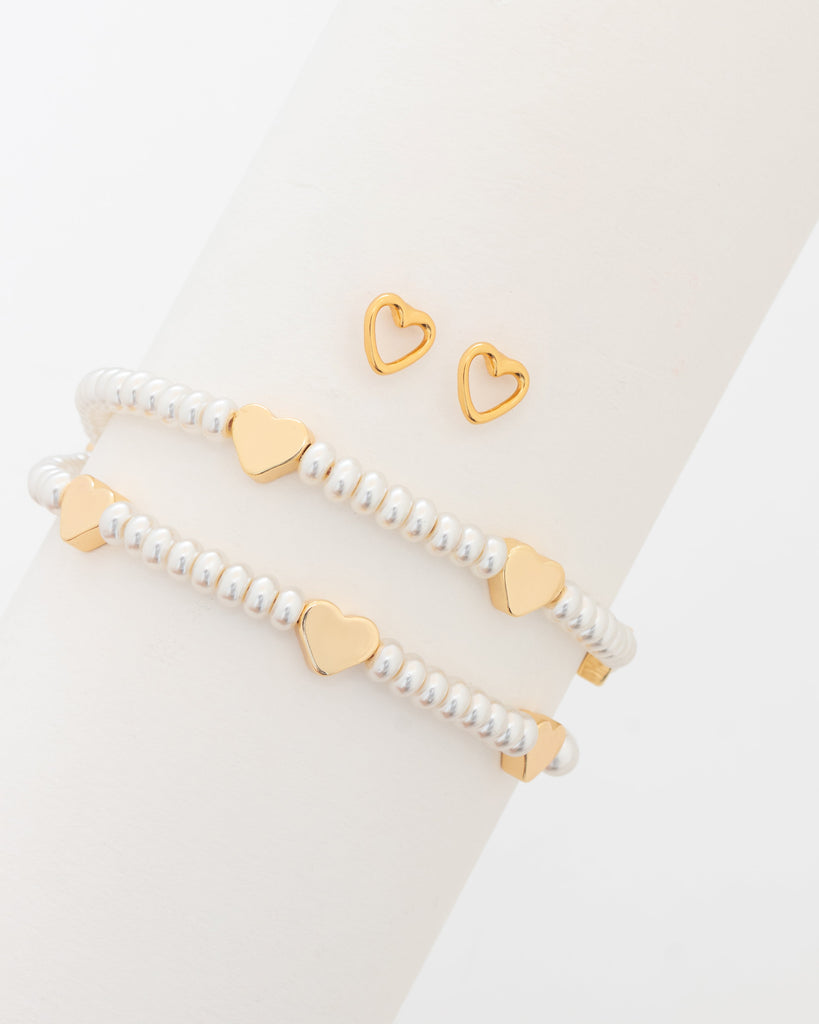 Pulsera 2 en 1 Corazones + Aretes