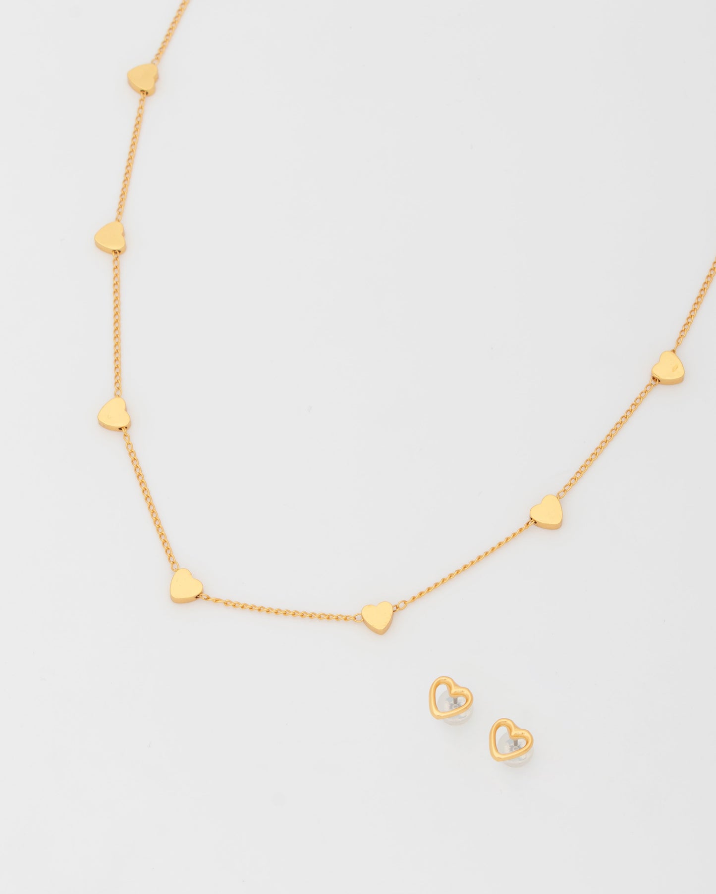 Choker Mini Corazón dorado + Aretes
