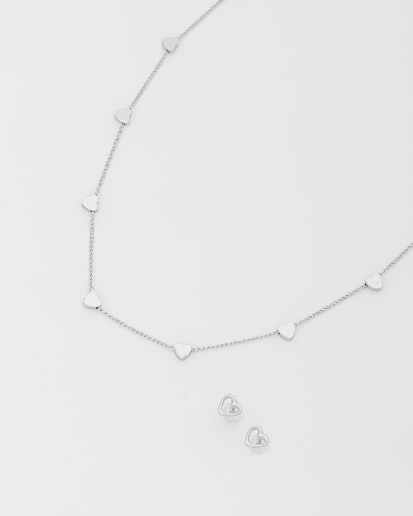 Choker Mini Corazón silver + Aretes