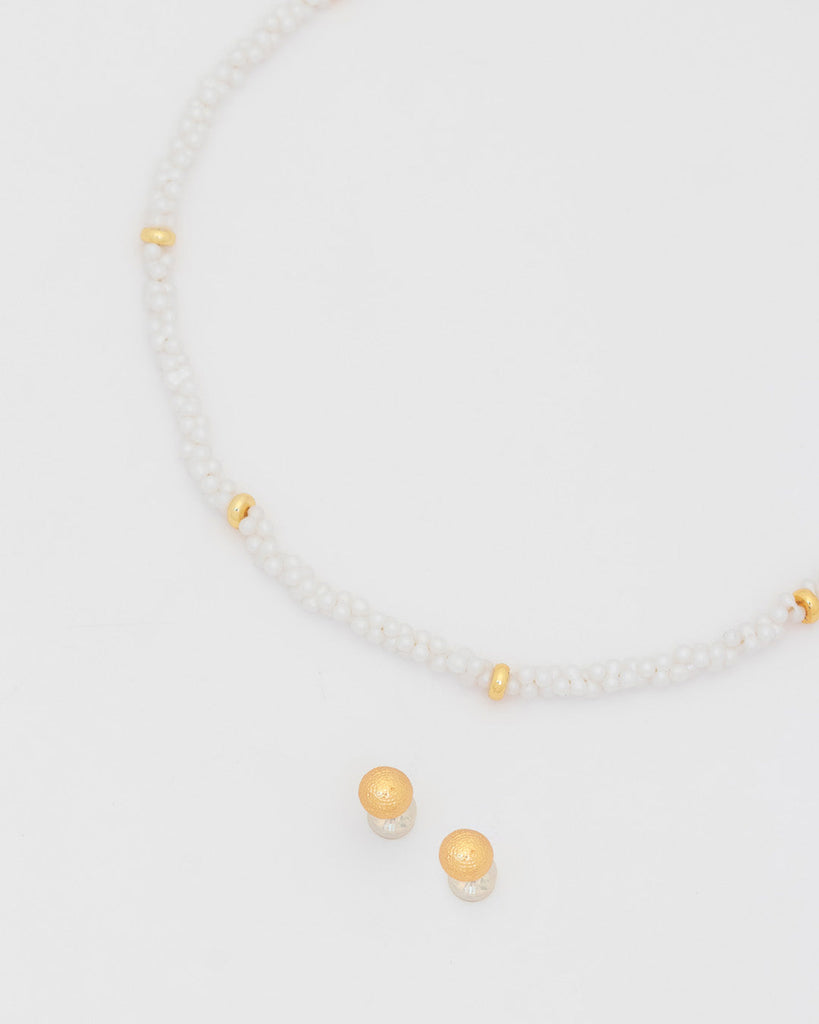 Collar Mini Perla Amorfa + Aretes