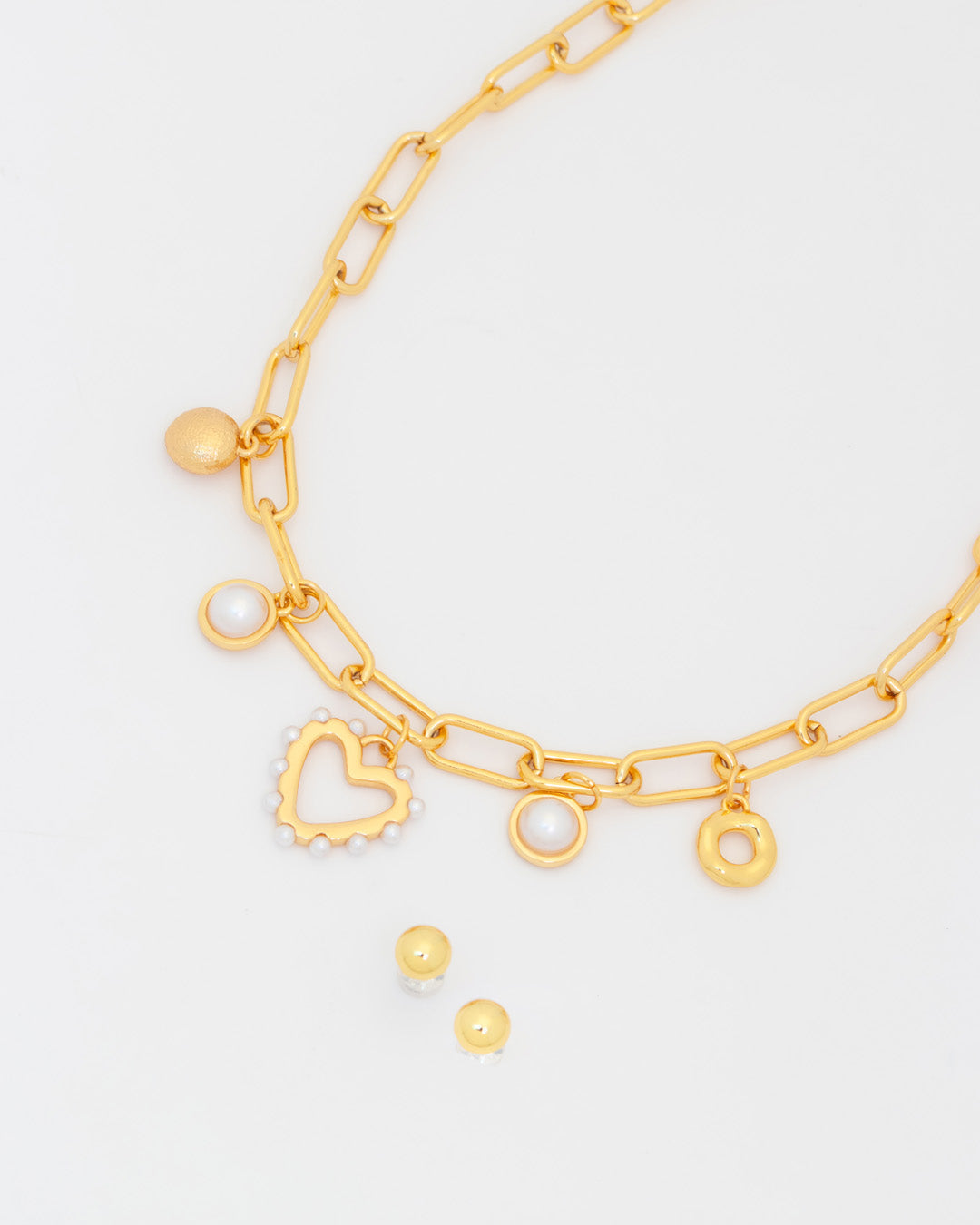 Collar Multicharms Corazón Perla