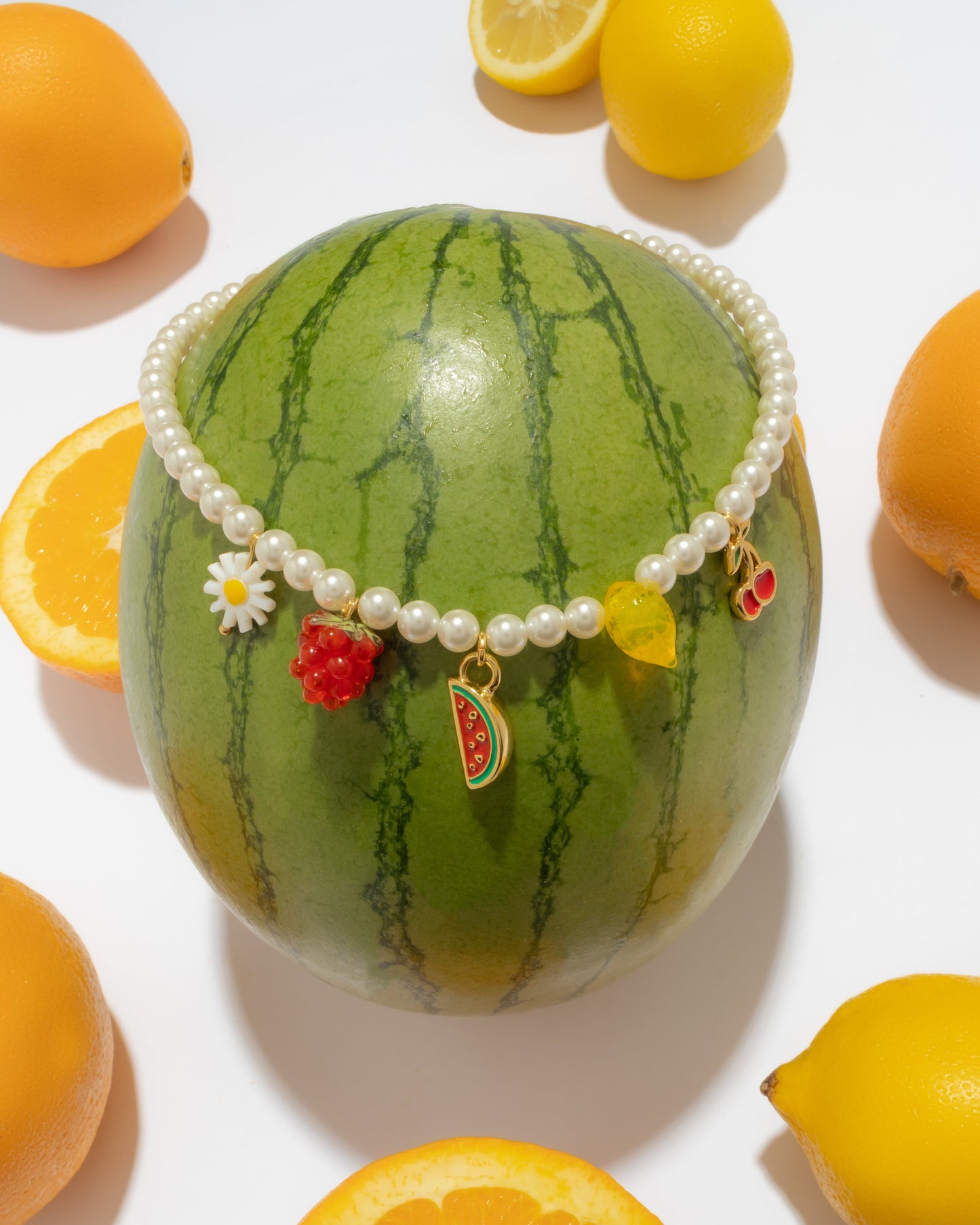 Collar Multicharms Frutas + Aretes