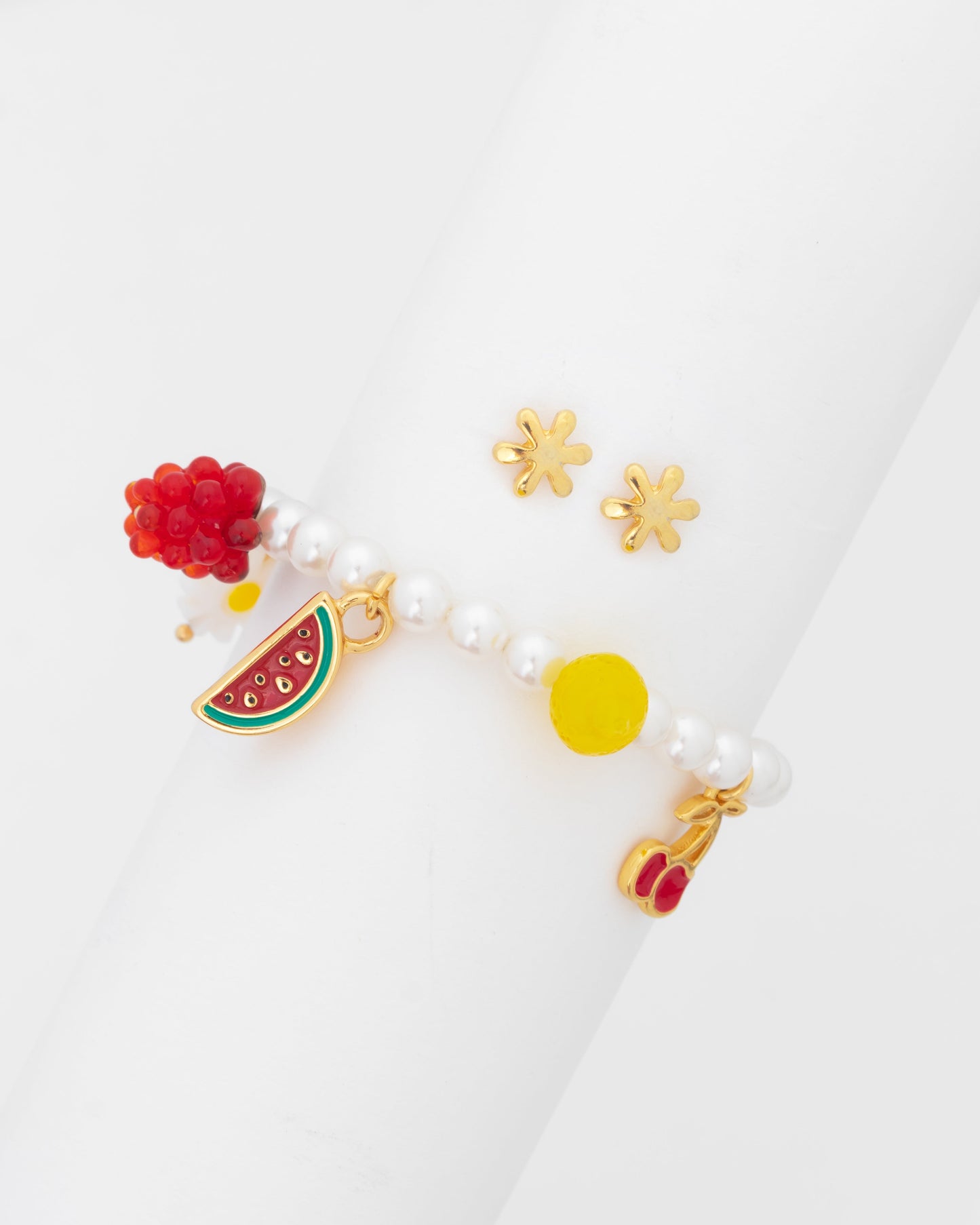 Pulsera Broche Frutas + Aretes
