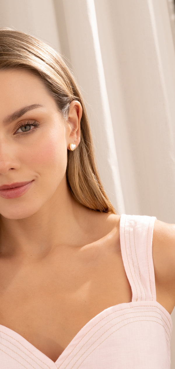 Aretes mini corazón perla