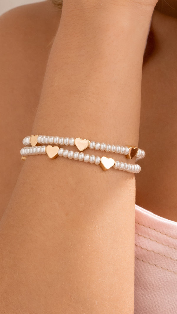 Pulsera 2 en 1 Corazones + Aretes