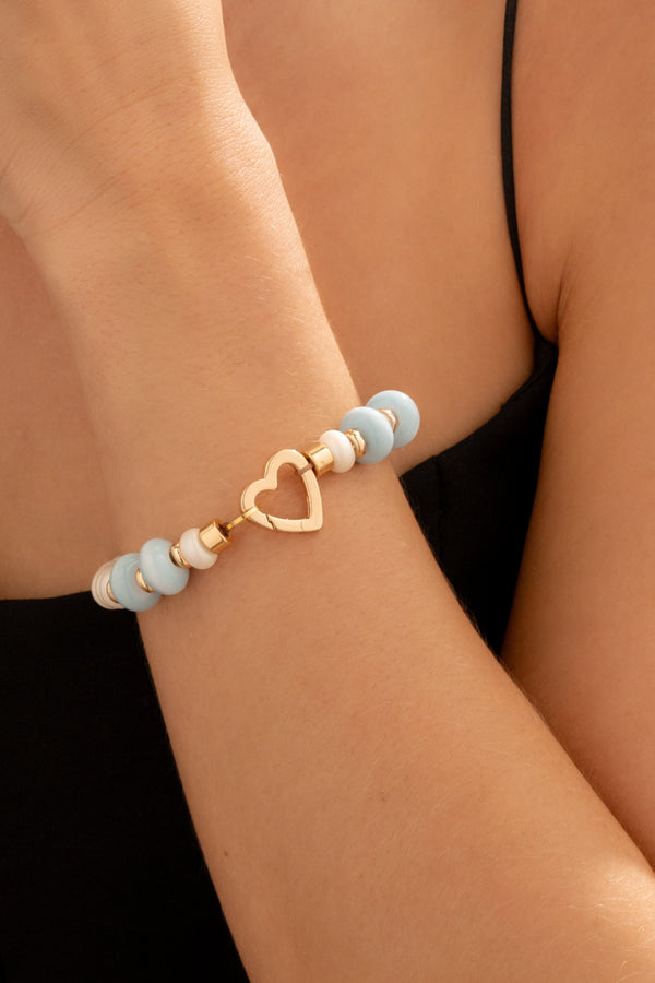 Pulsera Broche Corazón + Aretes