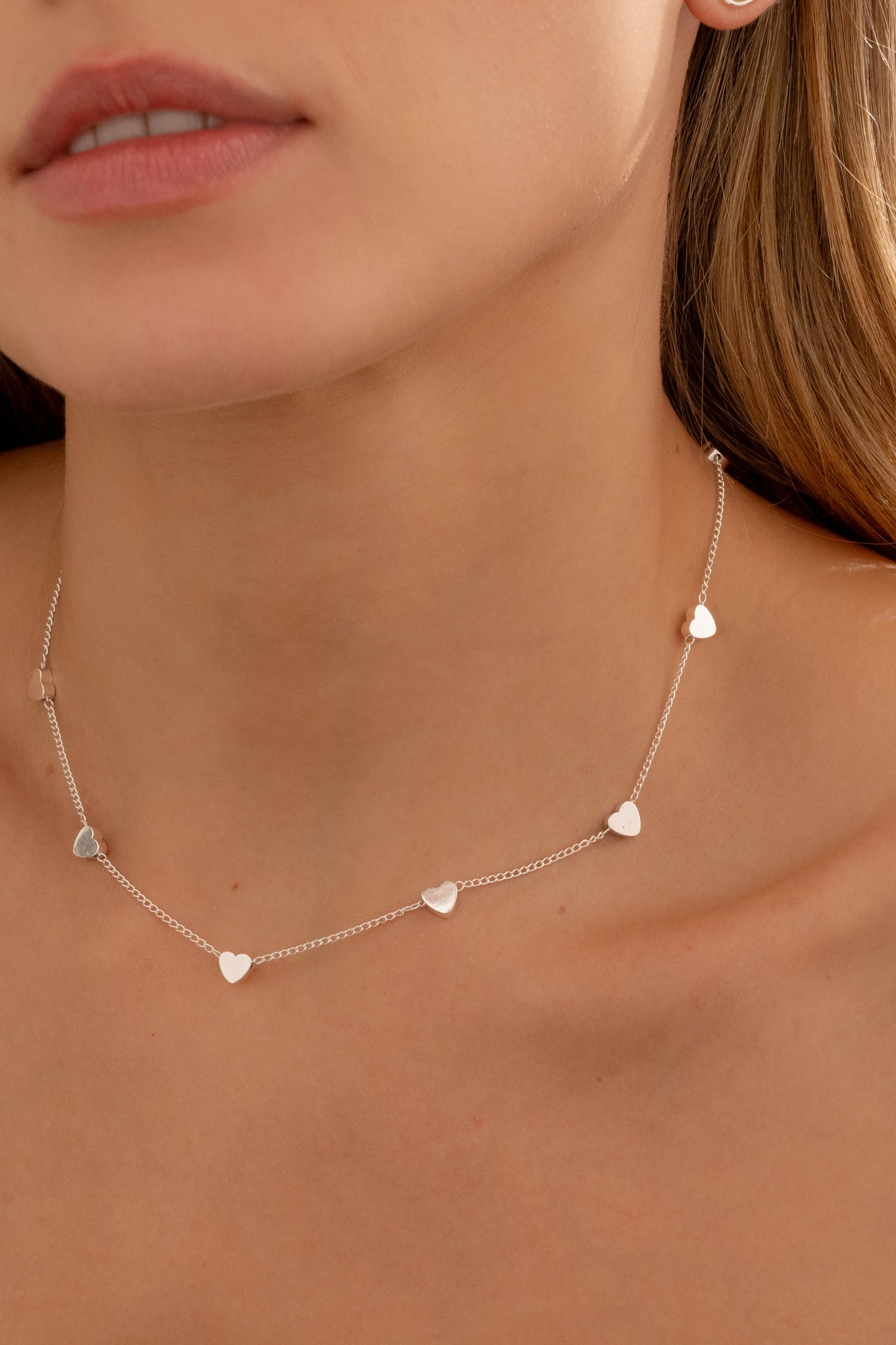 Choker Mini Corazón silver + Aretes