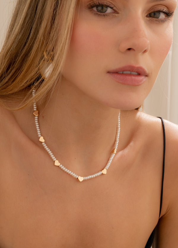 Choker Perla Corazón+ Aretes