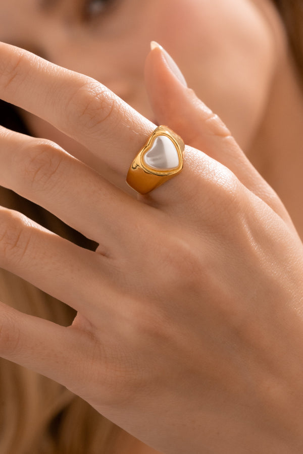 Anillo Corazón Perla Talla 7