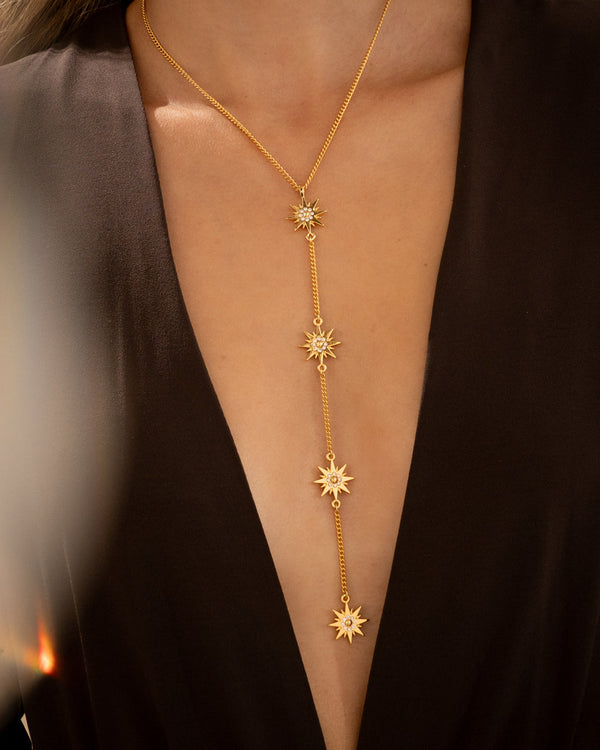 Collar Corbatín Estrellas Cristal + Aretes