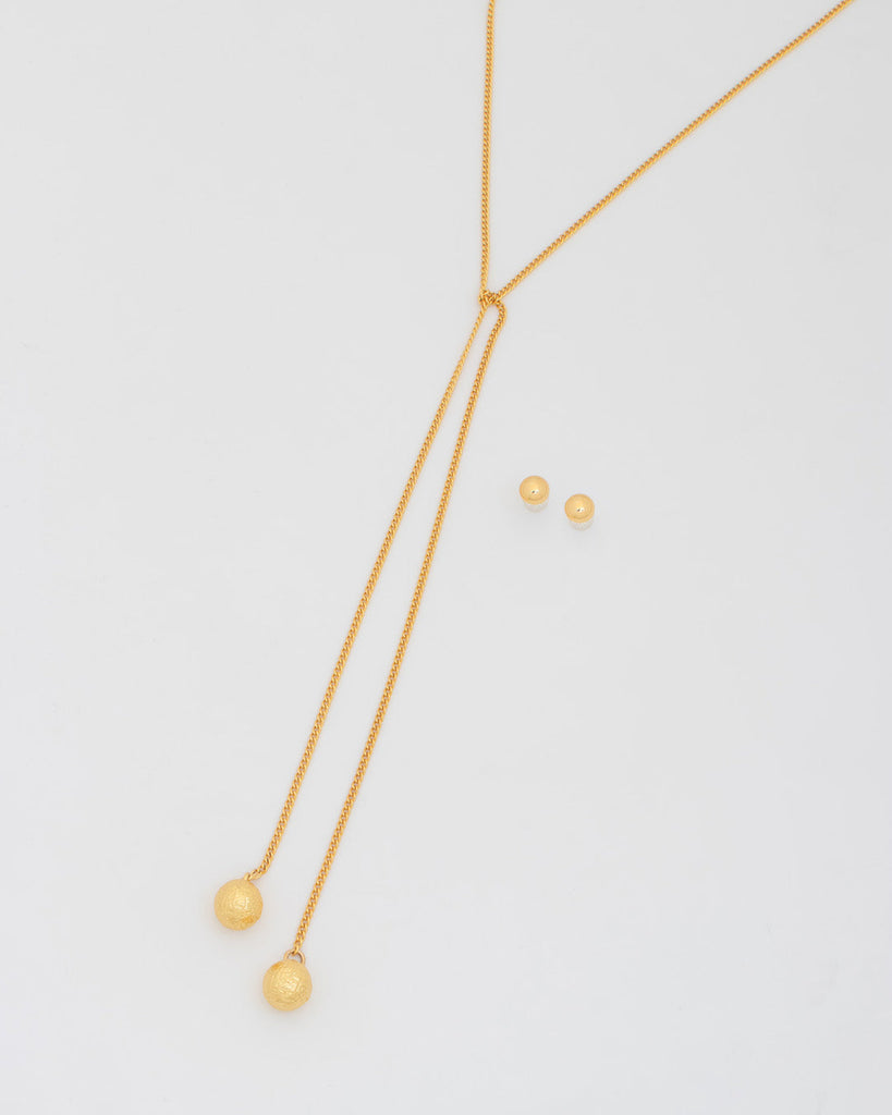 Collar Corbatín Esfera + Aretes